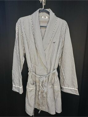 PINK Victoria's Secret dark gray and White Striped Cotton Robe XXL